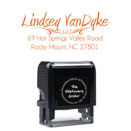 Wispy Scroll Rectangular Address Self Inking Stamper